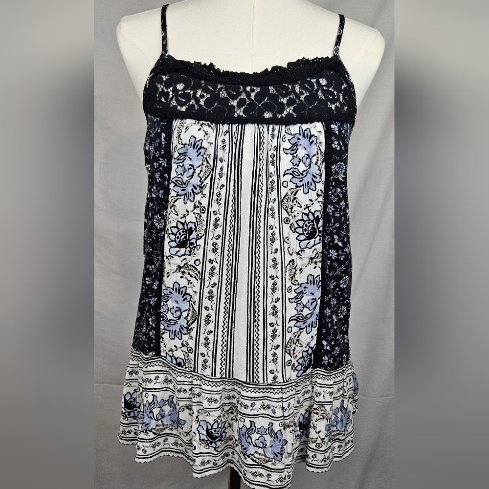 Knox Rose Women's Floral Print Spaghetti Srap Tank Sz M Cottagecore‎ Hippie Boho